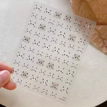 Милые наклейки для ногтей в виде кошек, симпатичные слайдеры для ногтей в виде кошек, кавайные наклейки в корейском стиле 5D, украшения для маникюра своими руками one size