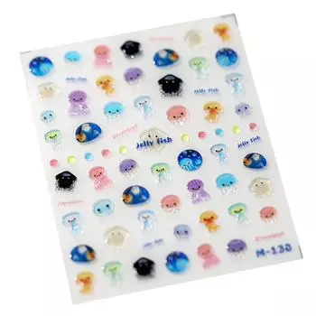 Милые наклейки для ногтей в виде медуз, желейные цвета, 3D-наклейки для дизайна ногтей, маникюрное украшение