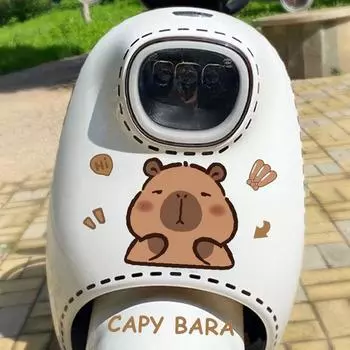 Милые наклейки на автомобиль Capybara, водонепроницаемые наклейки на окна грузовиков, светоотражающие декоративные наклейки на электромобили