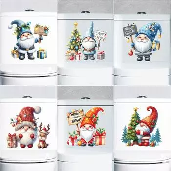 Милые наклейки Санта Клауса рождественские украшения наклейки для туалета ванная комната туалет спальня дверь украшения наклейки 30x30cm