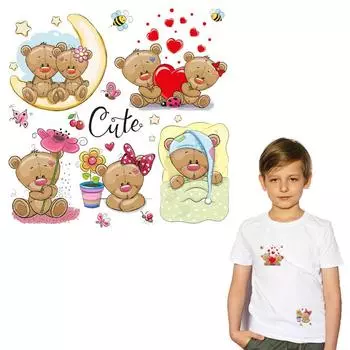 Милые нашивки с медведями для одежды, товары для рукоделия, толстовки, футболка «сделай сам», наклейки для одежды, термопресс, аппликации, нашивки, значки