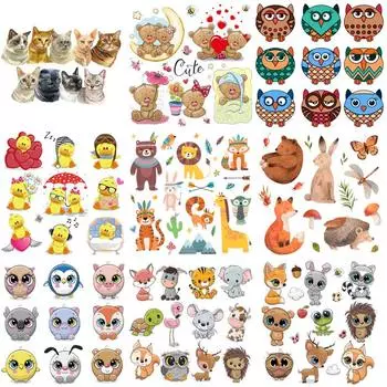 Милые нашивки с животными, наклейки на одежду для кукол, художественные ремесла, глажка, термоклейкая передача, аксессуар «сделай сам», термонашивка с утюгом