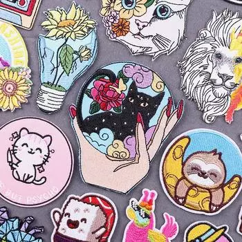 Милые нашивки с животными, термоклеящиеся нашивки для одежды, термоклеящиеся нашивки на одежду, нашивки с изображением кота и мультяшной кошки для одежды, значки