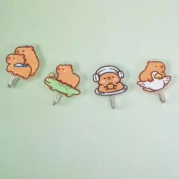 Милые настенные крючки, держатель для ключей, самоклеящаяся настенная вешалка, мультяшный крючок с капибарой для детской комнаты, домашний декор A8