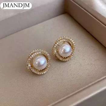 Милые необычные геометрические серьги с жемчугом в форме водоворота для женщин, изысканные модные украшения для вечеринки, роскошные аксессуары, серьги