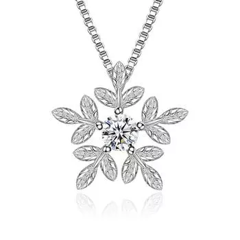 Милые нежные листья снежинка кулон серебряное ювелирное ожерелье кулон девушки корейский стиль ожерелье