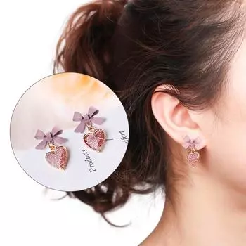 Милые нежные розовые бантики, маленькие серьги-гвоздики Brincos, ювелирные изделия, серьги-подвески, модные аксессуары розовый