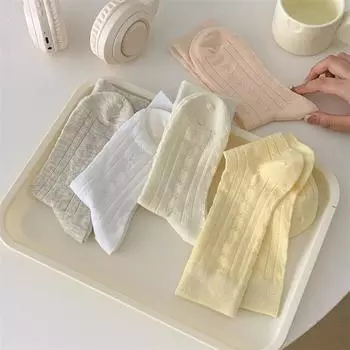 Милые носки для девочек, дышащие однотонные чулки с ажурной сеткой, простые носки с бантом, ленивые ветрозащитные носки