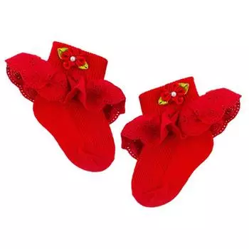 Милые носки для маленьких девочек, хлопковые носки с рюшами и цветочным принтом, праздничные носки принцессы для маленьких детей One Size