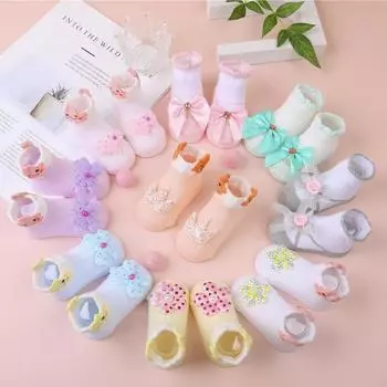 Милые носки для маленьких девочек, модные модные носки с бантом и цветком от 0 до 24 месяцев 6-12 Months