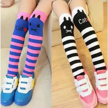 Милые носки с героями мультфильмов для маленьких девочек, гольфы, хлопковые длинные носки для девочек, чулки one size розовый