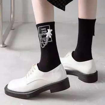 Милые носки с медведем, женские забавные носки Y2k, белые, черные носки в стиле Лолиты, каваи, забавные модные дизайнерские носки в стиле хип-хоп