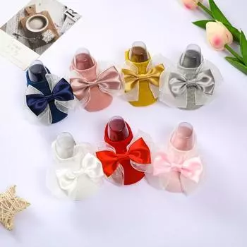 Милые носки с повязкой на голову для маленьких девочек, комплект носков с кружевными бантами и бантиком для новорожденных, эластичная повязка для волос, аксессуары для волос для маленьких девочек от 0 до 2 лет S