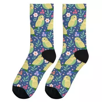 Милые носки с рисунком попугая и цветочным принтом, веселые носки в стиле Харадзюку, унисекс, удобные повседневные носки в стиле хип-хоп, новинка, подарок One Size