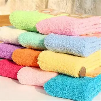 Милые носки женские носки для сна чистый цвет пушистые теплые зимние детские подарки мягкие напольные аксессуары для дома забавные носки новогодний подарок