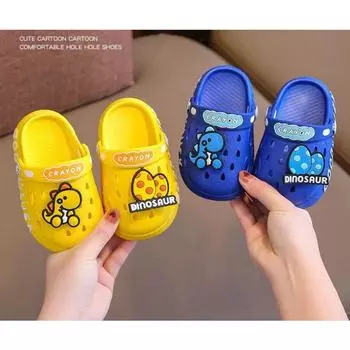 Милые новые тапочки с животными для маленьких мальчиков, летние детские сандалии с героями мультфильмов, пляжная обувь для малышей, милые шлепанцы для девочек, детские тапочки 18-19 синий