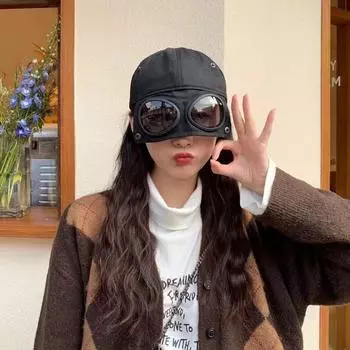 Милые очки-авиаторы с кошачьими ушками для женщин, бейсбольная кепка в уличном стиле, двусторонняя кепка Snapback в стиле хип-хоп чёрный