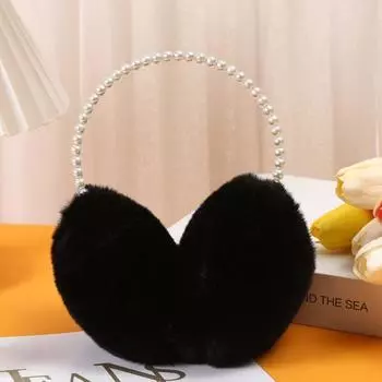 Милые однотонные плюшевые теплые наушники для девочек с искусственным жемчугом, зимние уличные теплые уши, мягкие пушистые чехлы для ушей серый