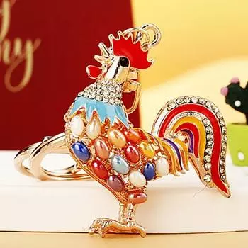 Милые опаловые петух курица брелки сумка кулон роскошные брелки кольцо подарок для женщин as the picture