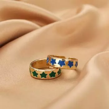 Милые открытые регулируемые кольца, металлические кольца золотого цвета, разноцветное эмалированное кольцо в виде сердца и звезды, женские ювелирные изделия 22 мм(Размер США 12,75) size 6.5 красный