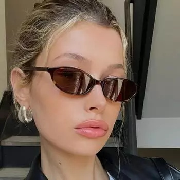 Милые овальные солнцезащитные очки в маленькой оправе для женщин, новые сексуальные коричневые солнцезащитные очки в стиле ретро, женские модные декоративные очки для очков
