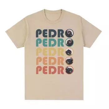 Милые Педро Педро Педро красочные забавные футболки с мемами для мужчин и женщин Повседневная футболка большого размера из 100% хлопка в стиле ретро Harajuku модная футболка S чёрный