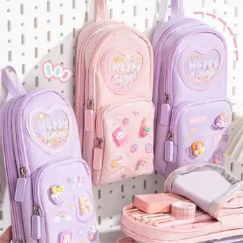 Милые пеналы Kawaii, большая вместимость, холщовая сумка для карандашей, простая милая сумка для хранения канцелярских принадлежностей, школьные принадлежности для школьников A3