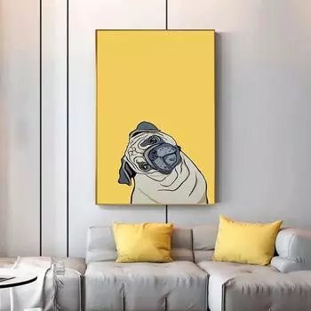 Милые плакаты с собаками и принты на холсте, современная живопись, настенные художественные картины для гостиной, интерьер, домашний декор, без рамки 21*30cm