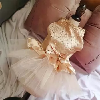 Милые платья для собак, юбка из марли с бантом для щенка, блестящая принцесса, одежда для домашних животных, товары для собак, свадебное платье для домашних животных, пудель XS