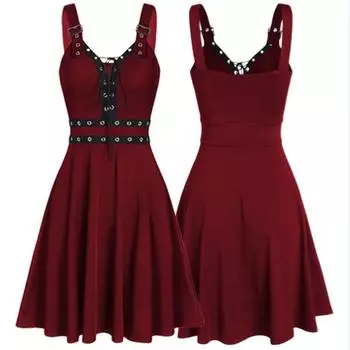 Милые платья в стиле панк, женские ремни, платья в готическом стиле, подтяжки, юбки, дамы L чёрный