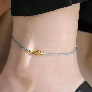 Милые плетеные веревочные браслеты в виде рыбок для женщин в богемном стиле с синей и красной веревкой на ногу, летняя пляжная бижутерия as the picture