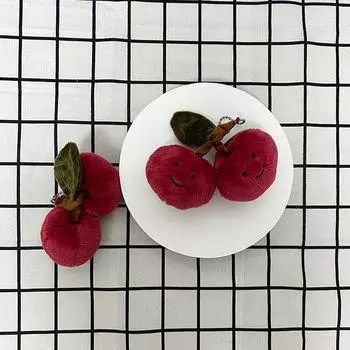 Милые плюшевые брелки с вишней, забавные выражения, автомобильные ключи, брелки в корейском стиле, брелок в виде куклы-фрукта, кулон на рюкзак