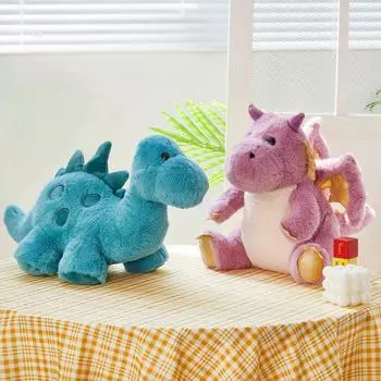 Милые плюшевые игрушки динозавров, мультяшные мягкие фиолетовые птерозавры, синие мечи, драконы, куклы, милые плюшевые игрушки, подушки для детей, подарки на день рождения