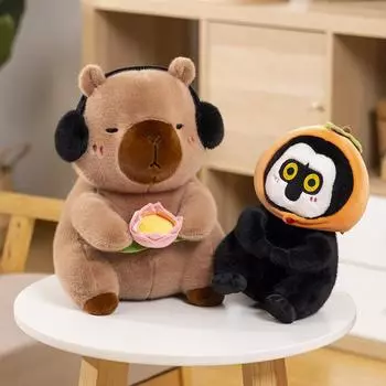 Милые плюшевые игрушки, мягкие животные, мир и любовь, кукла капибара, пушистая обезьянка с белым лицом, детские игрушки, подарки на день рождения 25cm