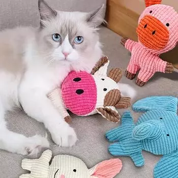 Милые плюшевые игрушки пищащая корова кролик животное плюшевая игрушка собака жевательная пищащая свистящая вовлеченная белка игрушки для собак