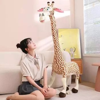 Милые плюшевые игрушки с выражением жирафа, имитация стоящего лесного животного, изысканные узоры, постельное белье, подушка для детей 60cm