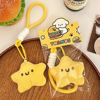 Милые плюшевые игрушки со звездами, пищащий брелок, мультяшная мягкая игрушка, брелок для ключей, кавайный рюкзак, украшения, аксессуары, подарки 1pc