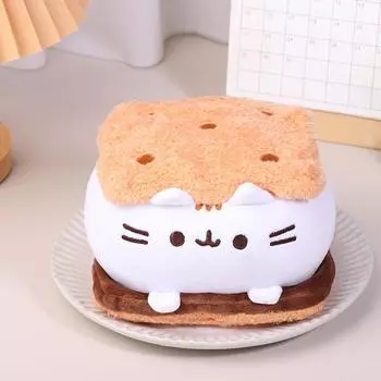 Милые плюшевые игрушки в виде шоколадного печенья и толстого кота, подушки для животных, сопутствующие игрушки для украшения дома