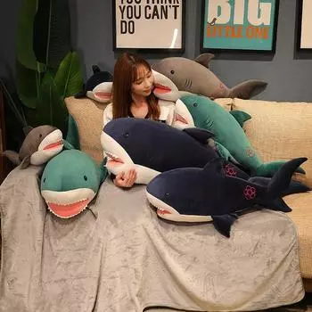 Милые плюшевые игрушки в виде укуса акулы, креативная подушка в виде акулы с одеялом, диванная подушка, мягкие мягкие куклы для детей 50cm зелёный