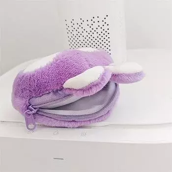 Милые плюшевые куклы Labubu, игрушечный кошелек для монет, портативный кошелек для монет на молнии, брелок, подвеска, сумка для наушников, украшения, сумки для хранения всякой всячины темно-розовый