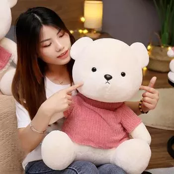 Милые плюшевые куклы-медведи, мягкие плюшевые игрушки, розовые, синие, кавайные, хлопковые, мультяшные животные, свадебные подарки, детские игрушки на день рождения, рождественские игрушки 25cm