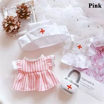 Милые плюшевые куклы ручной работы, одежда для куклы-идола, костюм медсестры, одежда для куклы, игрушечная одежда pink-suit