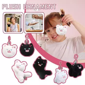 Милые плюшевые куклы в виде черных кошек для пар и подвески на сумки, автомобильные брелки и украшения One Size