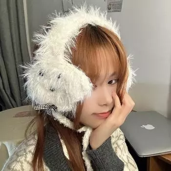 Милые плюшевые наушники Nian Ke для женщин в виде щенка — модные, милые, теплые, на шнуровке, идеально подходят для осени/зимы, поездок на работу и учебы. One Size покинуть белый