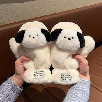 Милые плюшевые перчатки Papa Dog на женский день для пары, утолщенные плюшевые велосипедные теплые шейные сумки для студентов One size