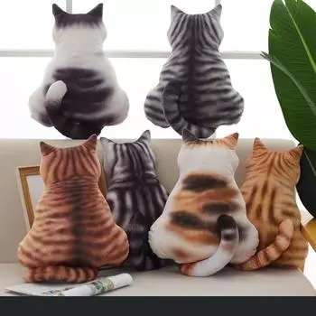 Милые плюшевые подушки в форме кошки, подушка в виде тени для спины кошки, подушка в форме кошки с наполнителем в виде животного, милая подарочная подушка для детей, игрушки 43cm