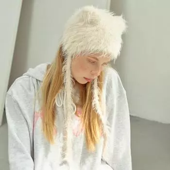 Милые плюшевые шапки с кошачьими ушками для девочек, осенние и зимние мягкие защитные уши, женские декоративные шапки 15x22cm белый