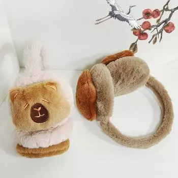 Милые плюшевые теплые наушники Capybara, утепленные наушники для женщин, мужчин, детей, зимние теплые наушники для защиты от холода на открытом воздухе, для езды на велосипеде