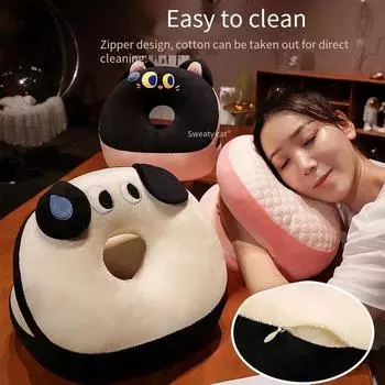 Милые подушки для сна из мультфильмов для женщин, для студентов, для работы, для офиса, для занятий, для занятий в классе, мягкие, удобные, для отдыха на природе, для путешествий 30x28x26cm