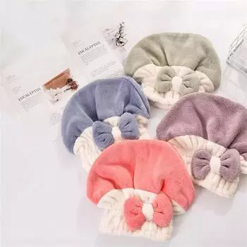 Милые полотенца для сушки волос из кораллового бархата, супервпитывающие полотенца для волос, быстросохнущая шапочка для душа для влажных волос